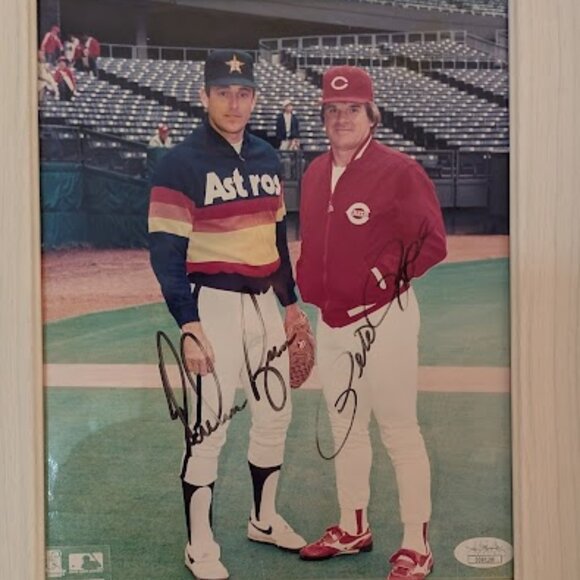 ⬇️PD⬇️O2 PETE ROSE & NOLAN RYAN SIGNED PIC W/ COA - Picture 2 of 7